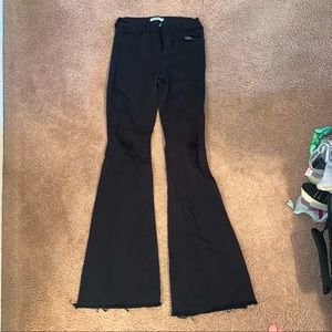 O2 black denim flares